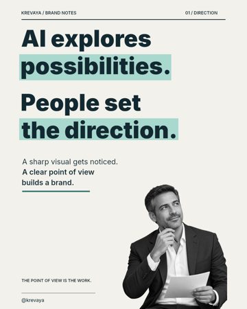 People Set the Direction template with a portrait, teal highlights, and bold editorial type